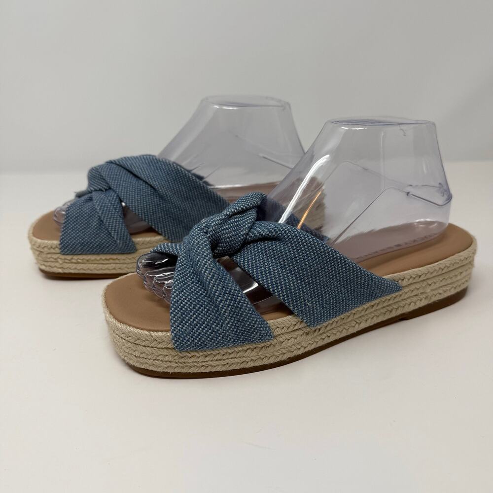 Lucky Brand Grenly Blue Fabric Twist Espadrille Slide Sandal Women's 8M NWOT - Picture 2 of 11